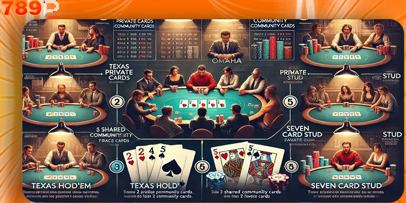 Từ Texas Hold’em, Omaha đến Seven Card Stud với đặc điểm riêng